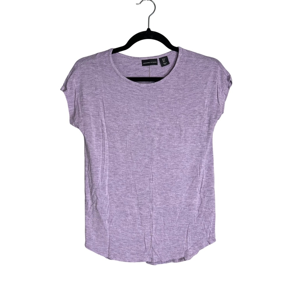 Adrienne Vittadini T-Shirt Sz S Purple Heathered Cap Sleeve Crewneck Tee